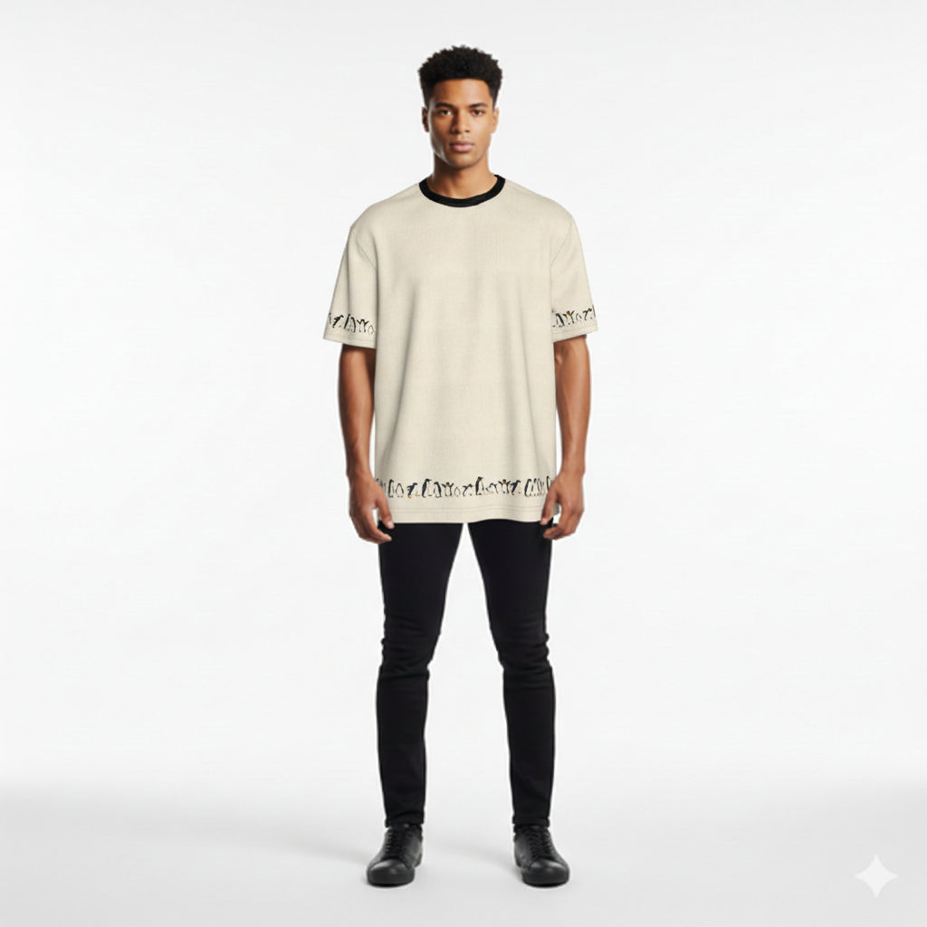 Oversized Baggy Fit T-shirt - Penguin Parade Print
