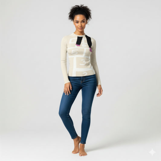 Trucamelo Long Sleeve T-shirt in Muslin White