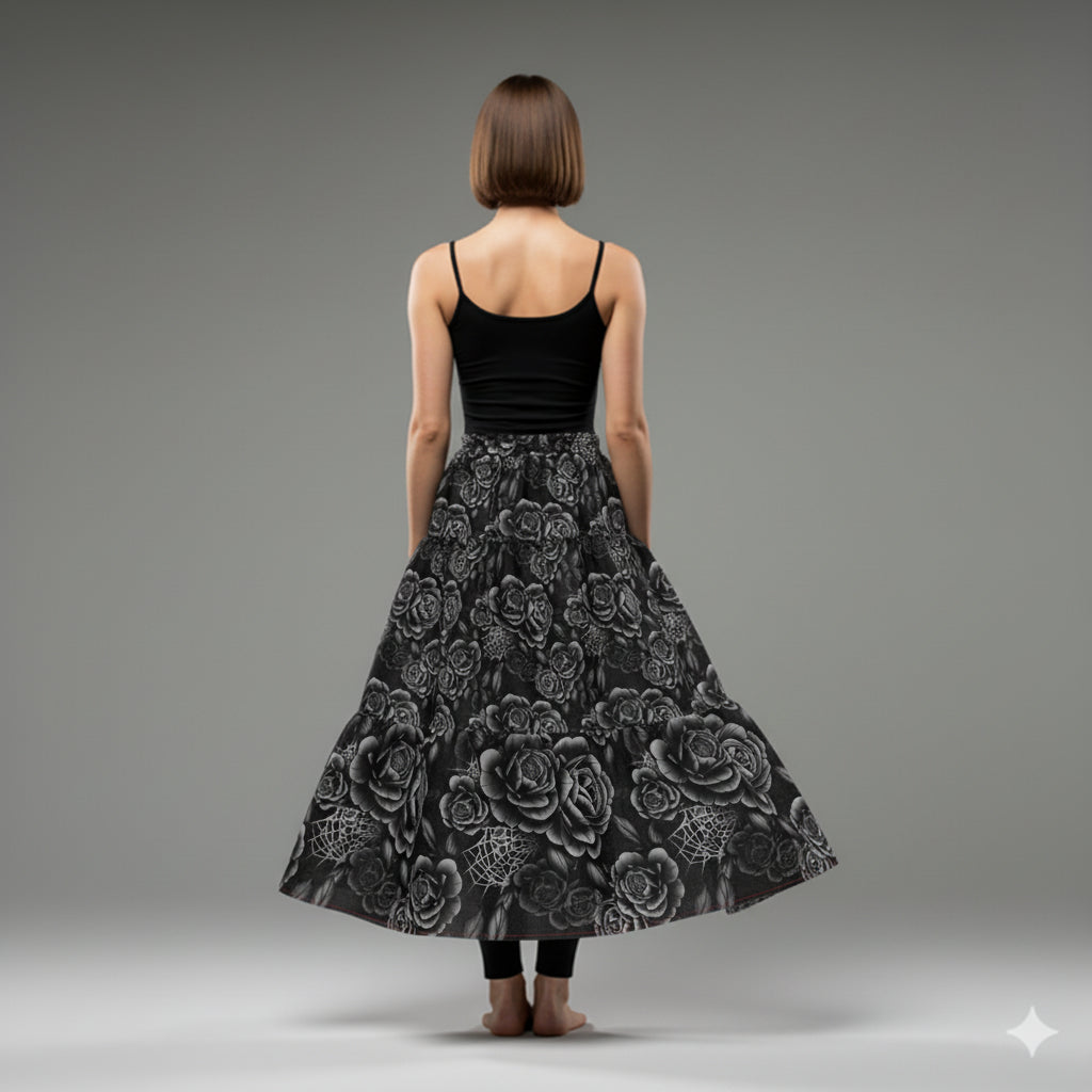 Black Rose Tiered Skirt