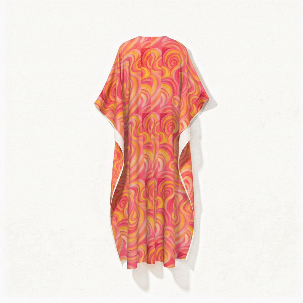 Kaftan Sunset Swirls in Lightweight Organic Cotton Voile