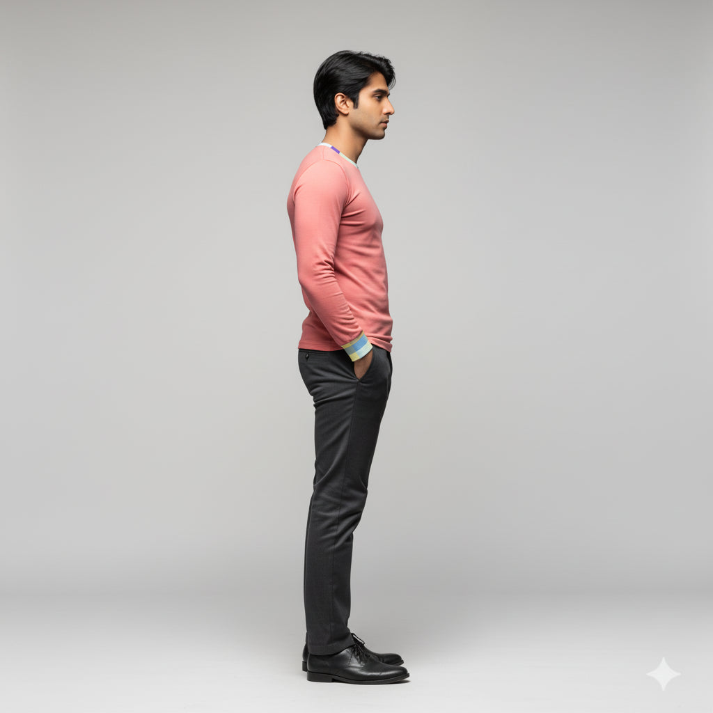 Men's Salmon Long Sleeve Rugby Shirt