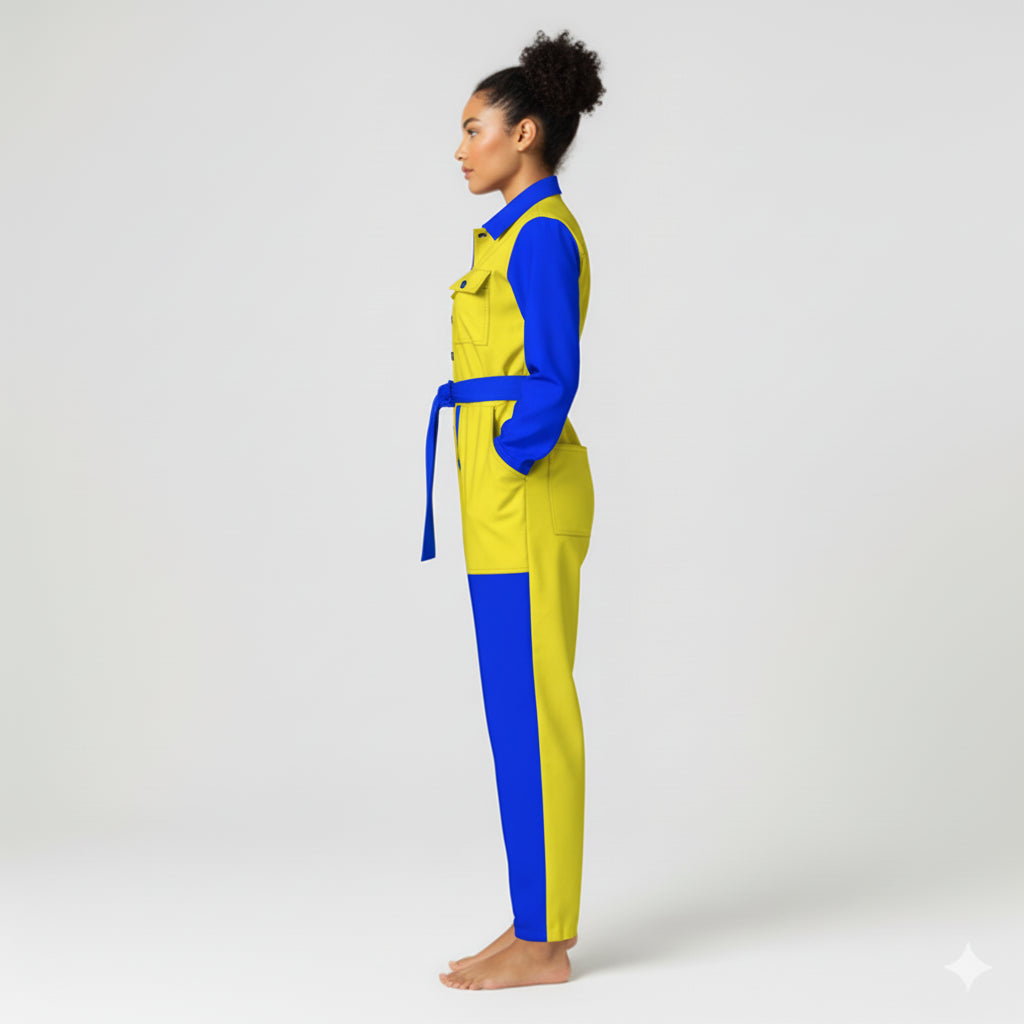 Lightweight Button Front Jumpsuit in Pima Cotton Poplin