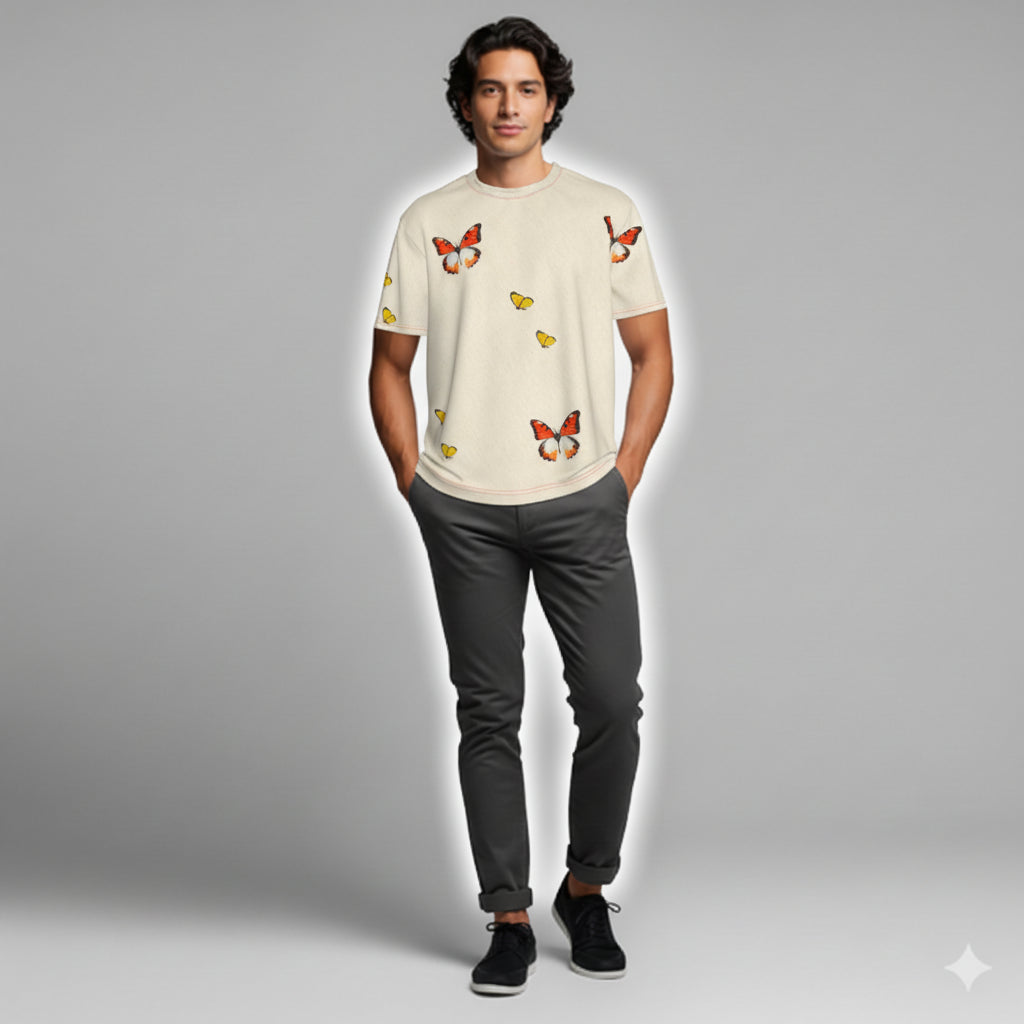 Boxy Unisex Tshirt - mariposita tshirt muslin in Organic Cotton Ponte