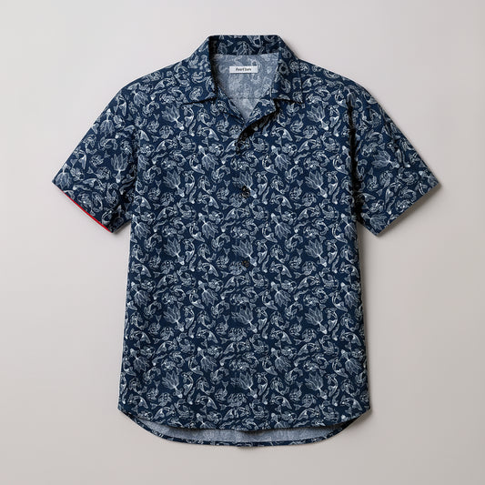 Organic Cotton Hawaiian Camp Collar Shirt