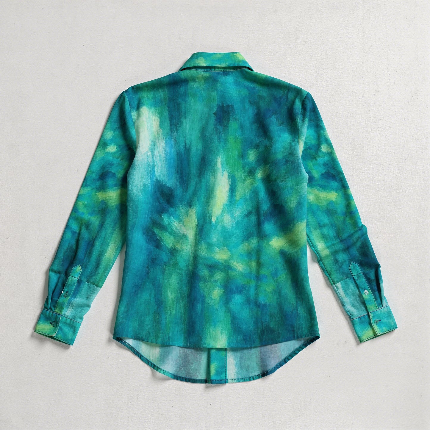 Button Front Shirt Turquoise Watercolors