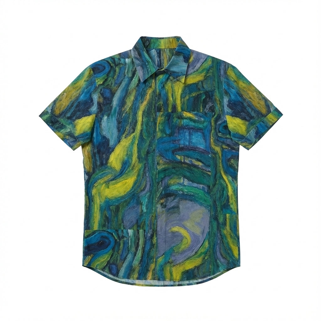 Men's Dress Shirt Blue Jungle