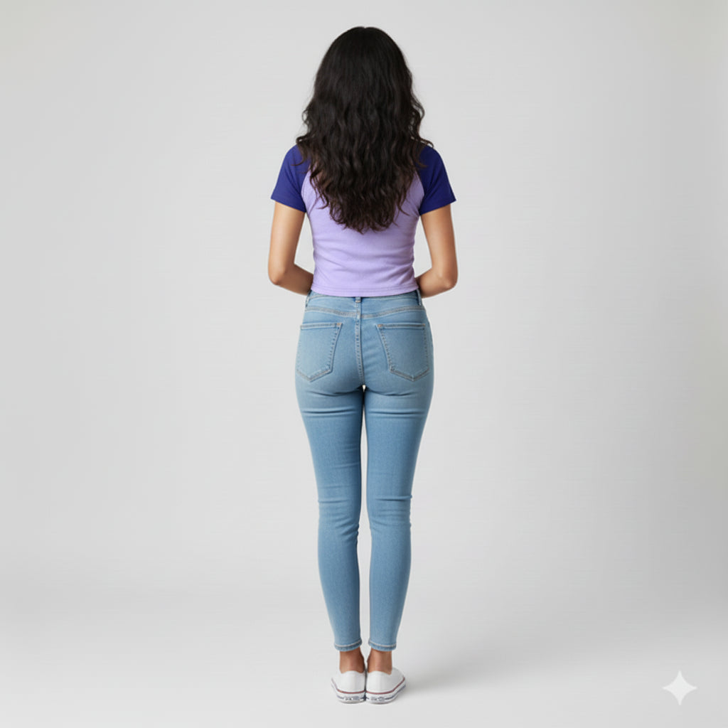 Cute polo cropped top lavender and cobalt