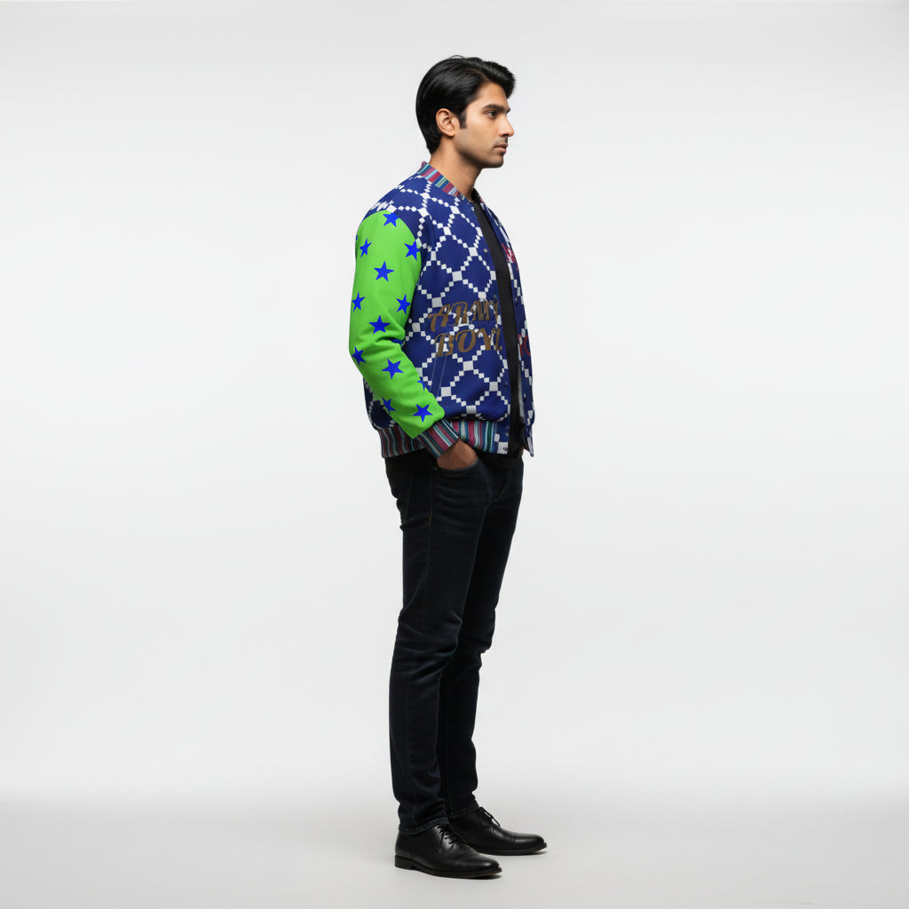 Snap Front Bomber Jacket in Rayon French Terry