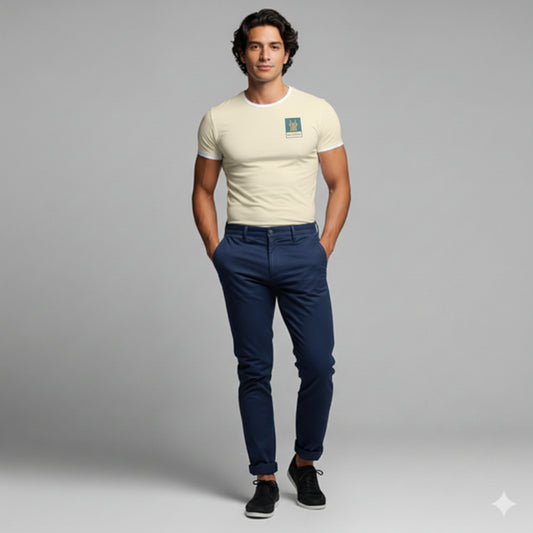 Signature Ringer T-Shirt in Cream Cotton-Spandex Jersey