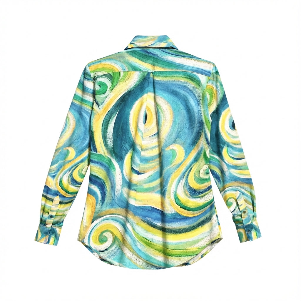 Women's Button Front Shirt Sea Swirls