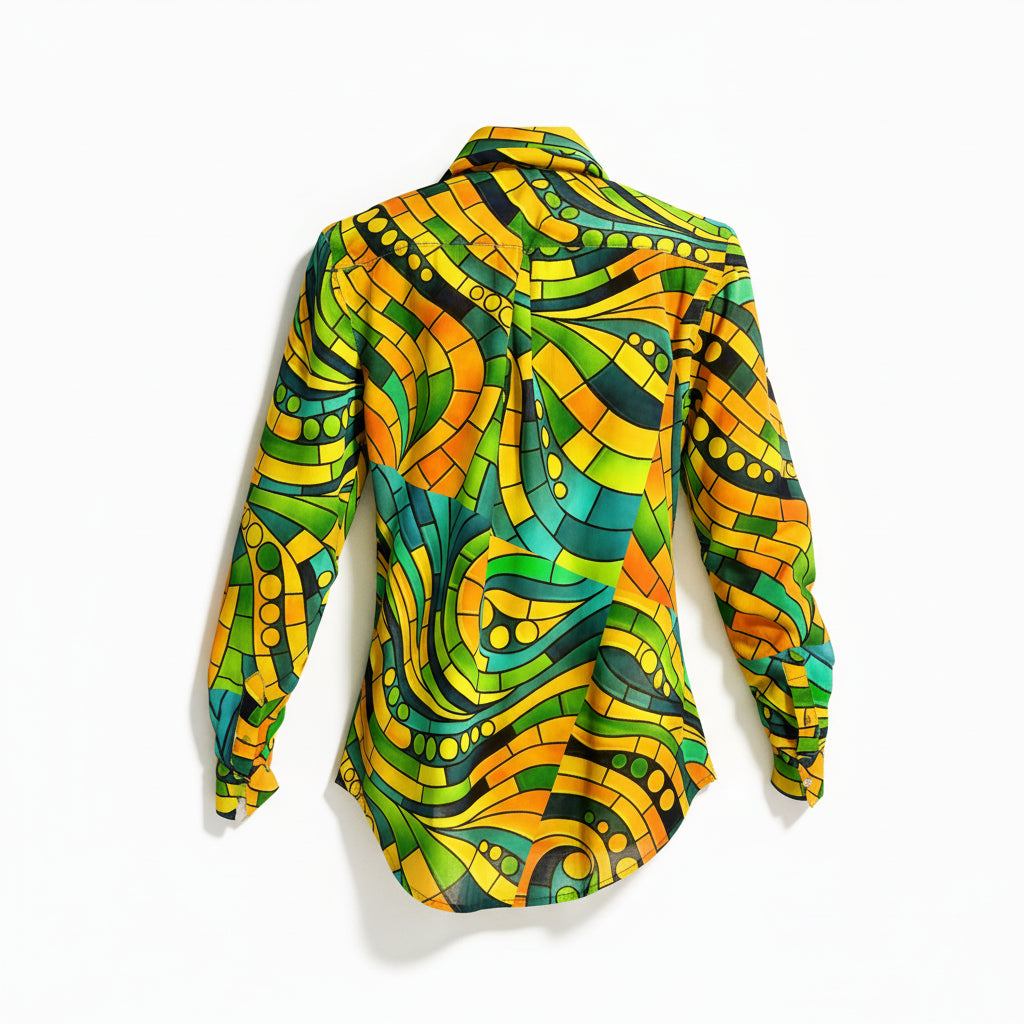 Women's Front Button Shirt Mosaic 11