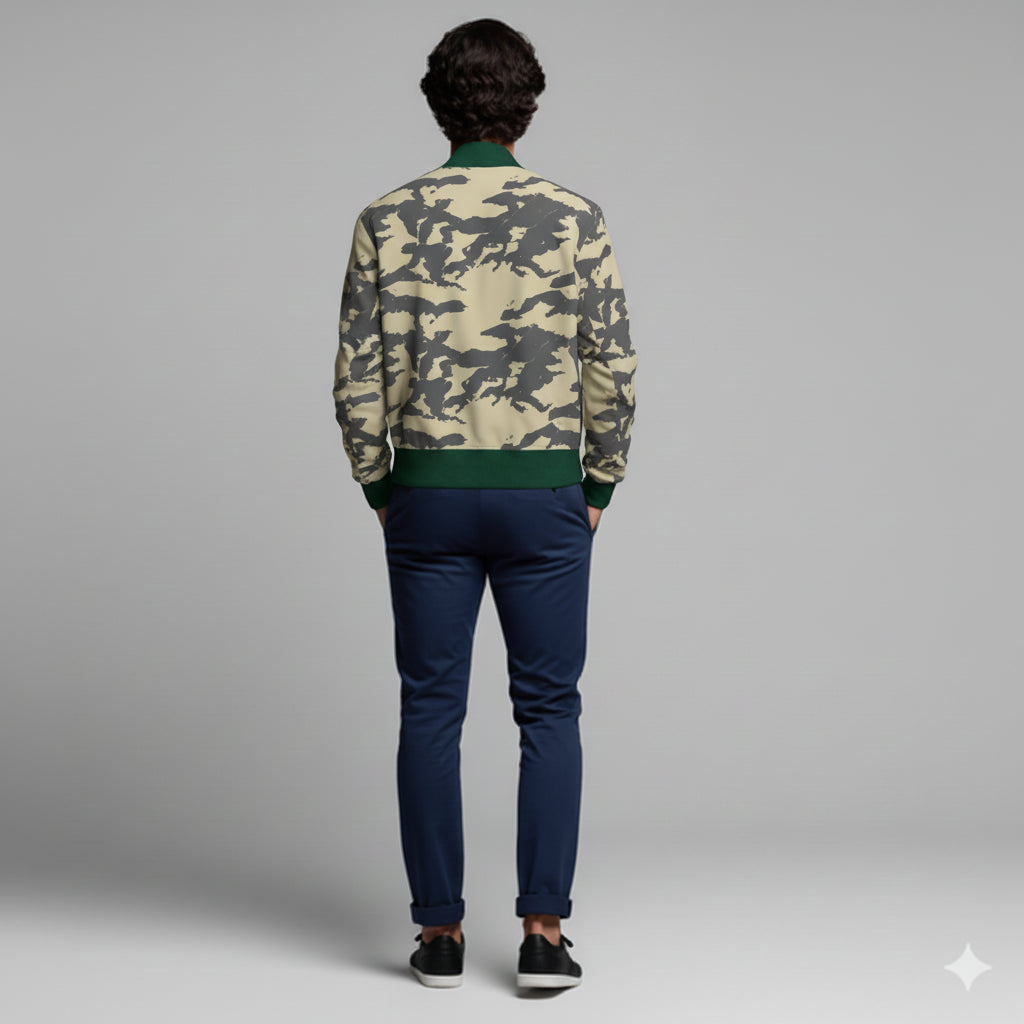 Zip Up Bomber in Mid Cotton Tencel Stretch Twill