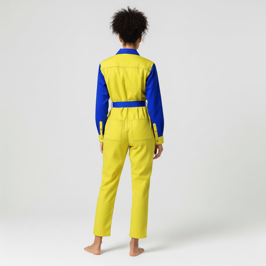 Lightweight Button Front Jumpsuit in Pima Cotton Poplin