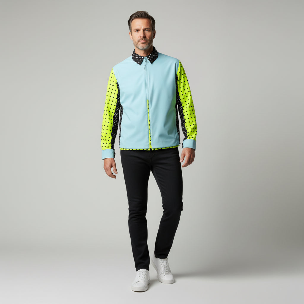 Men's Baby Blue/Black Diamond  Golf Jacket