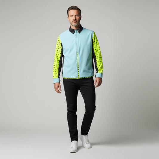 Men's Baby Blue/Black Diamond  Golf Jacket
