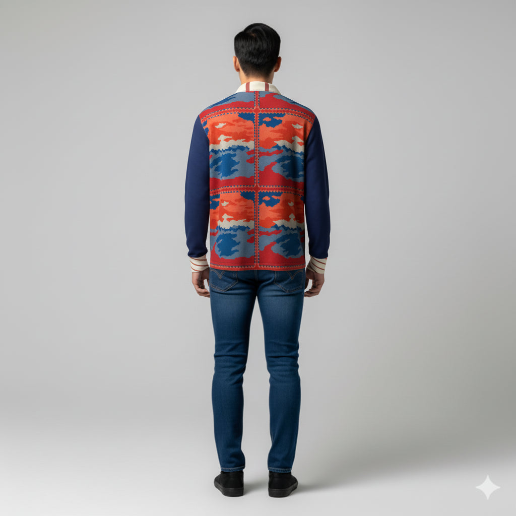 Men's Orange Long Sleeve Rugby Shirt