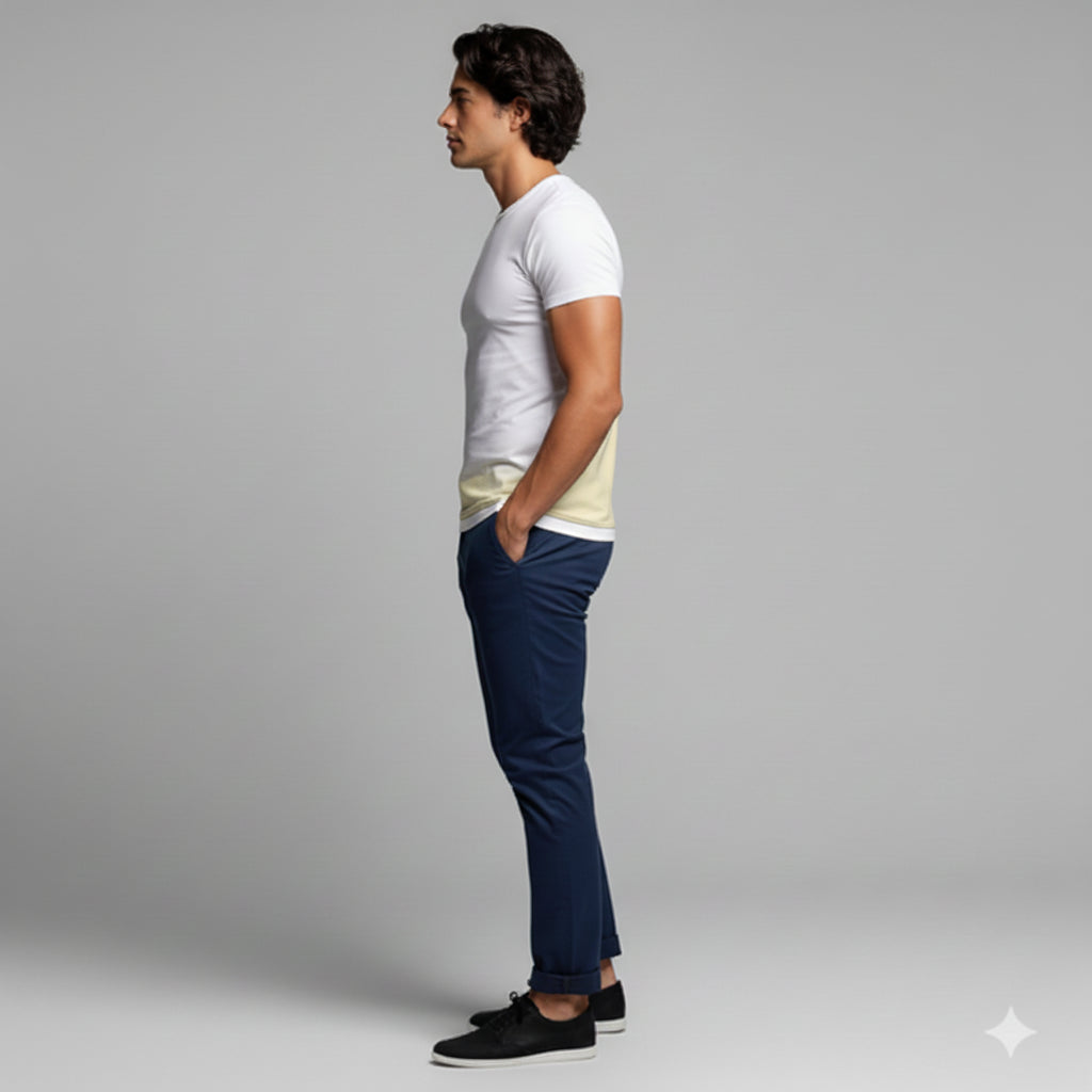 Signature Ringer T-Shirt in Cream Cotton-Spandex Jersey