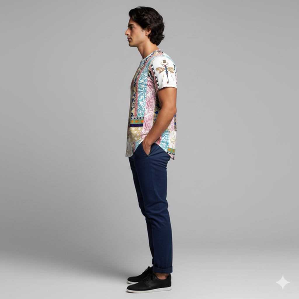 Multi-Pattern Scorpion Tailed Dragonfly Men’s Fitted T-Shist