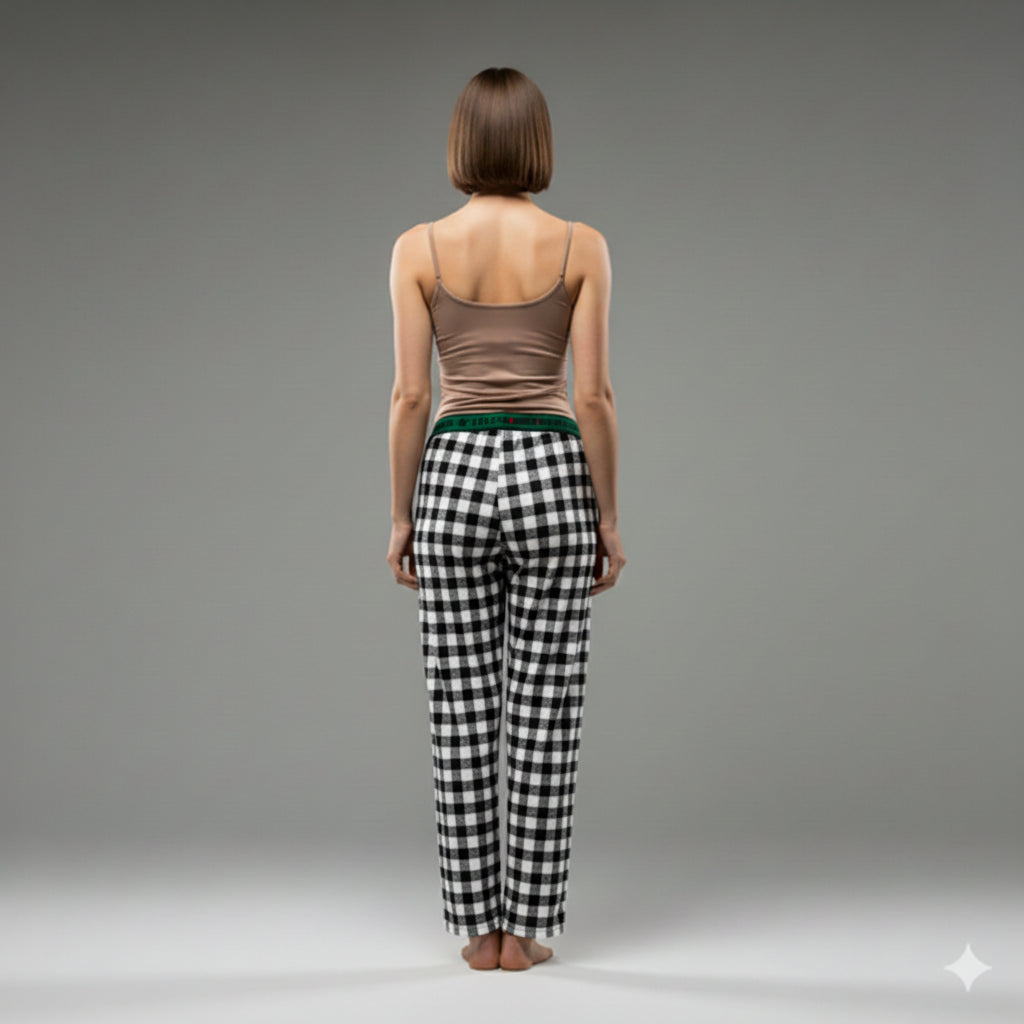 Knit Elastic Waist Draw String Pant in Digital Deconstructed Gingham