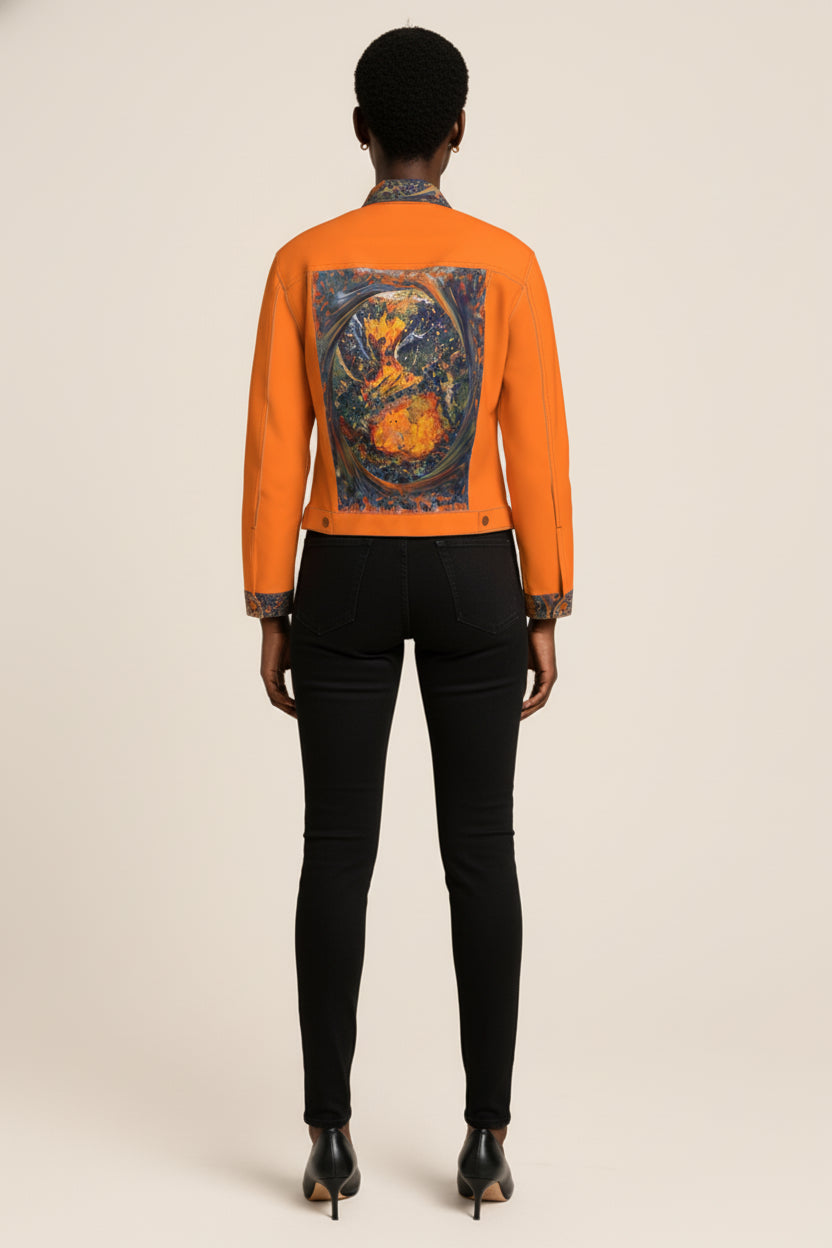Molten Residue Jean Jacket Orange