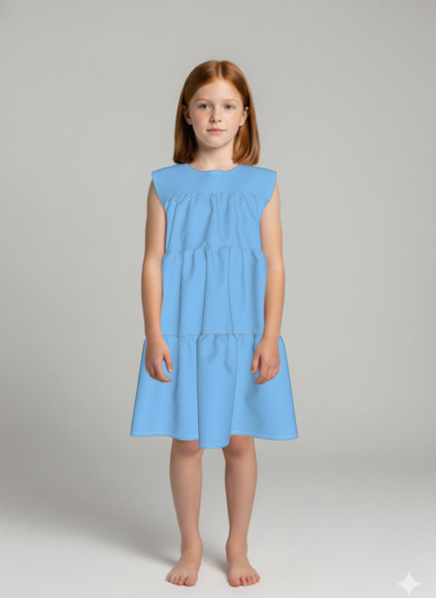 Ruffle Dress without Lining in Pima Cotton Poplin