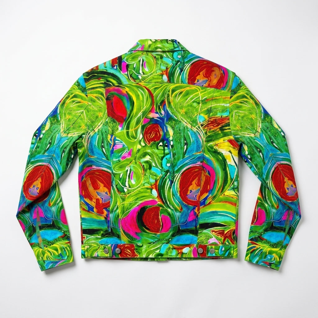 Demin Jacket Pink Water Lilies Jean Jacket