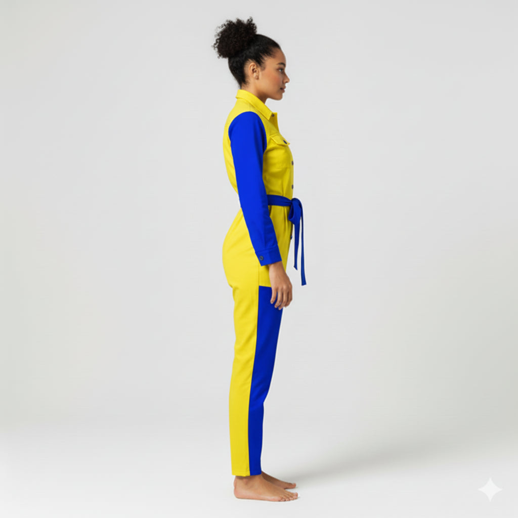 Lightweight Button Front Jumpsuit in Pima Cotton Poplin