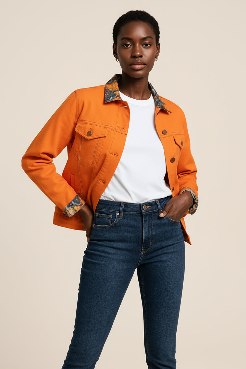 Molten Residue Jean Jacket Orange
