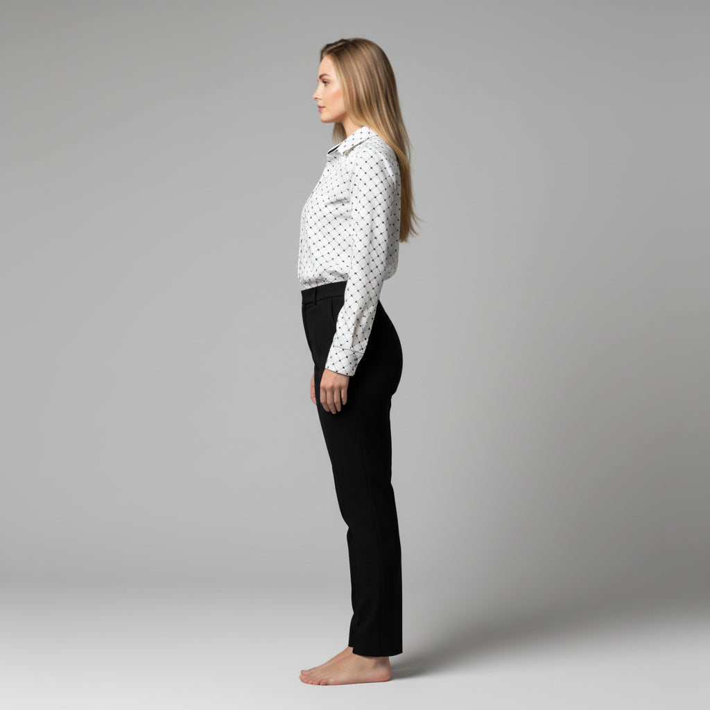 Crown and Lines Black on White Button Front Shirt