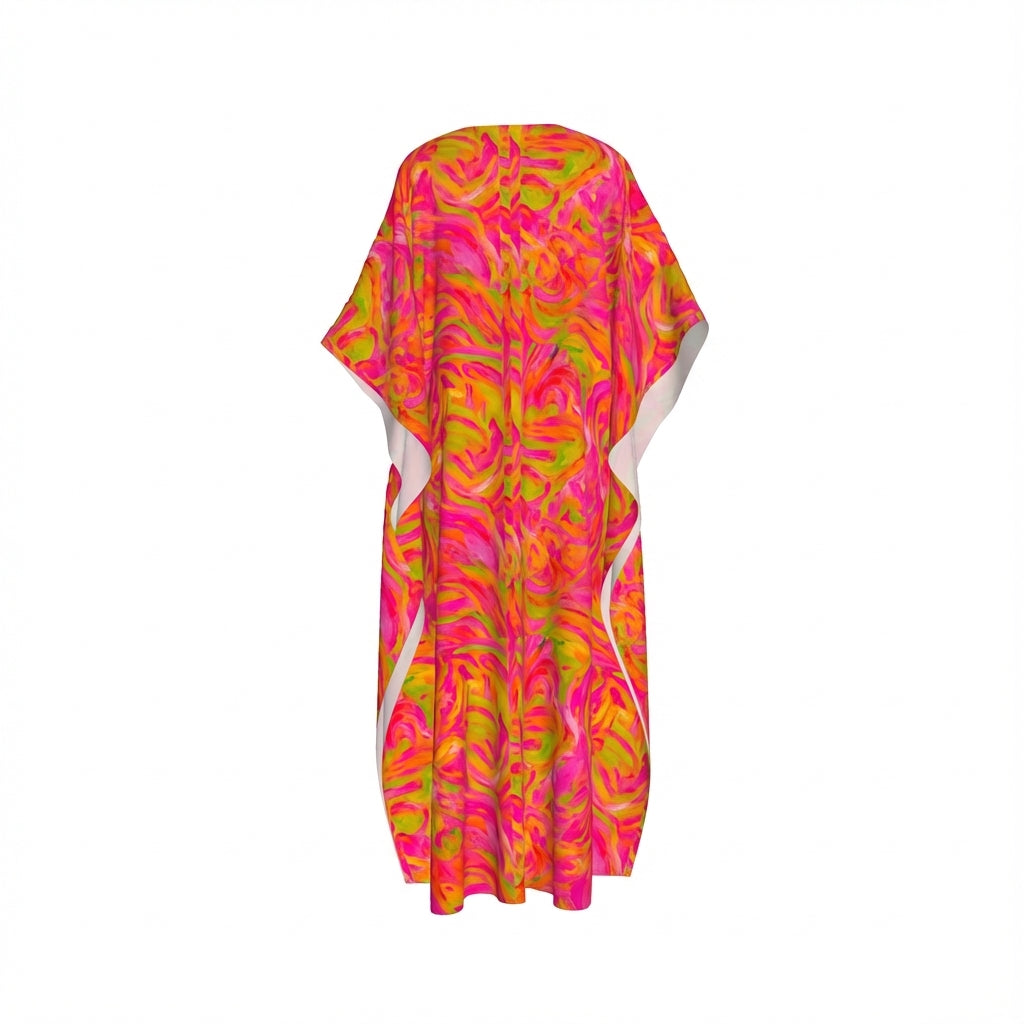 Caftan in Pink Noodles Lightweight Organic Cotton Voile