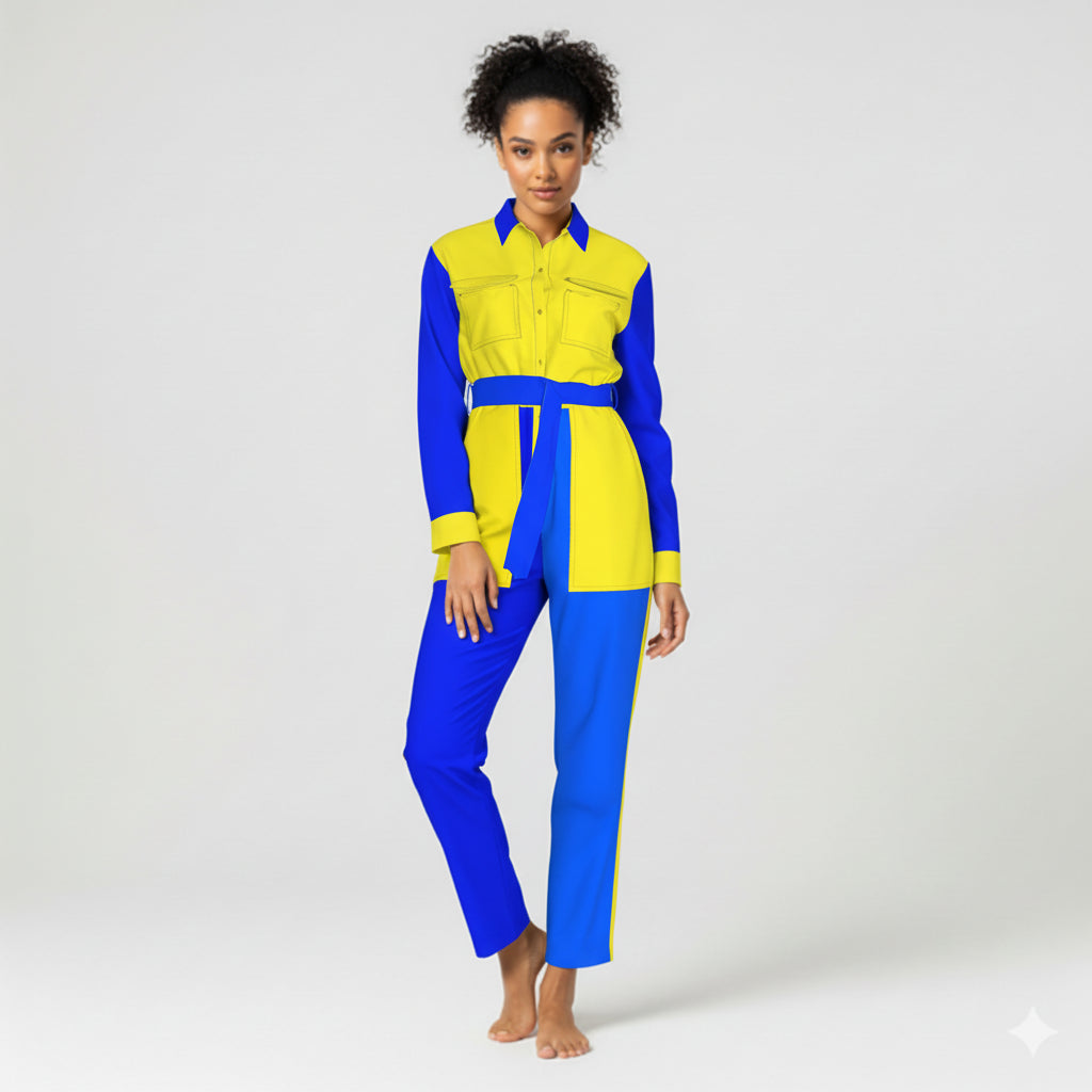 Lightweight Button Front Jumpsuit in Pima Cotton Poplin