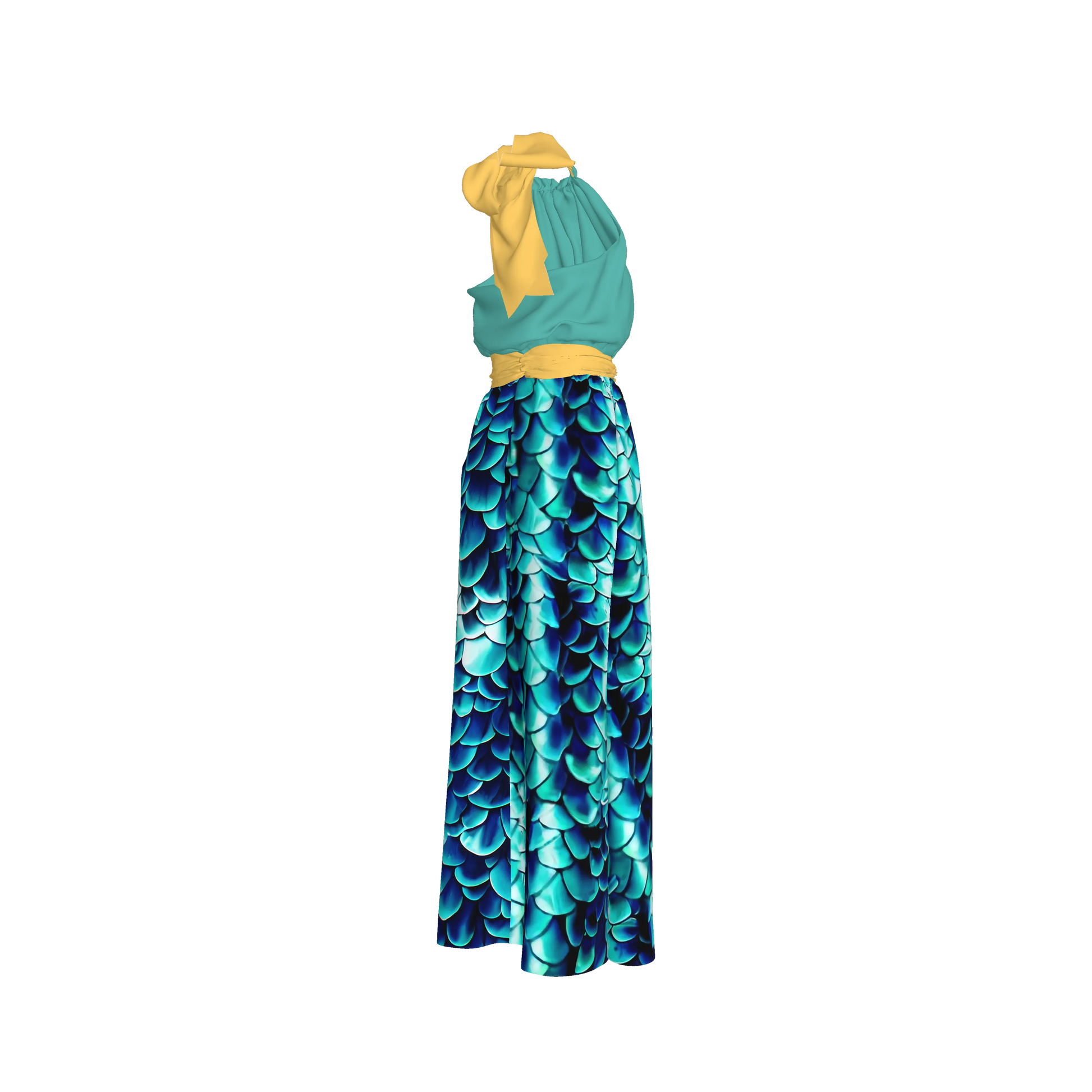 Elastic Waist Halter Maxi in Pima Cotton Poplin