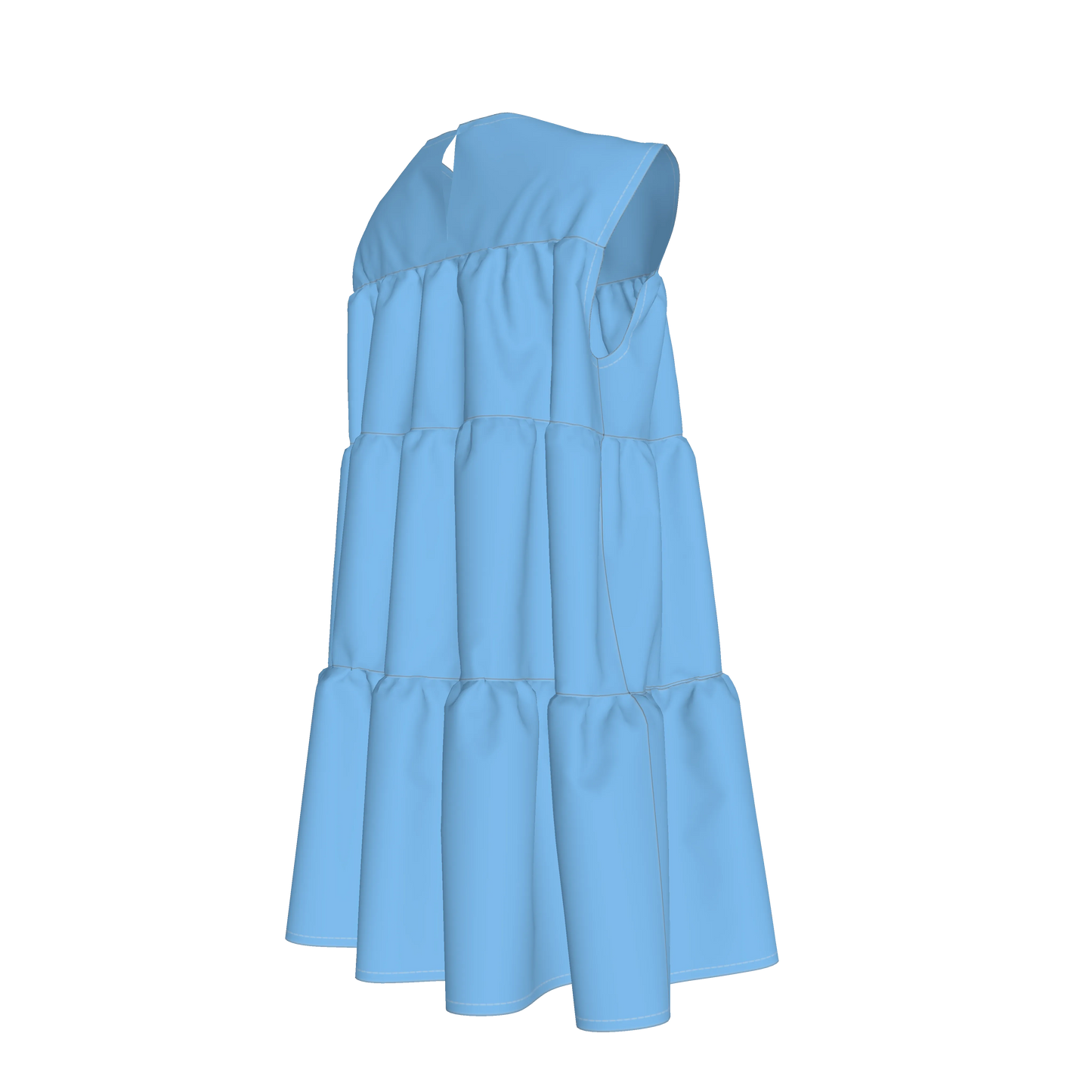 Ruffle Dress without Lining in Pima Cotton Poplin