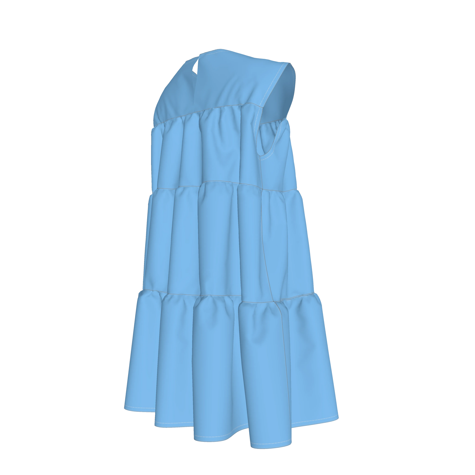Ruffle Dress without Lining in Pima Cotton Poplin