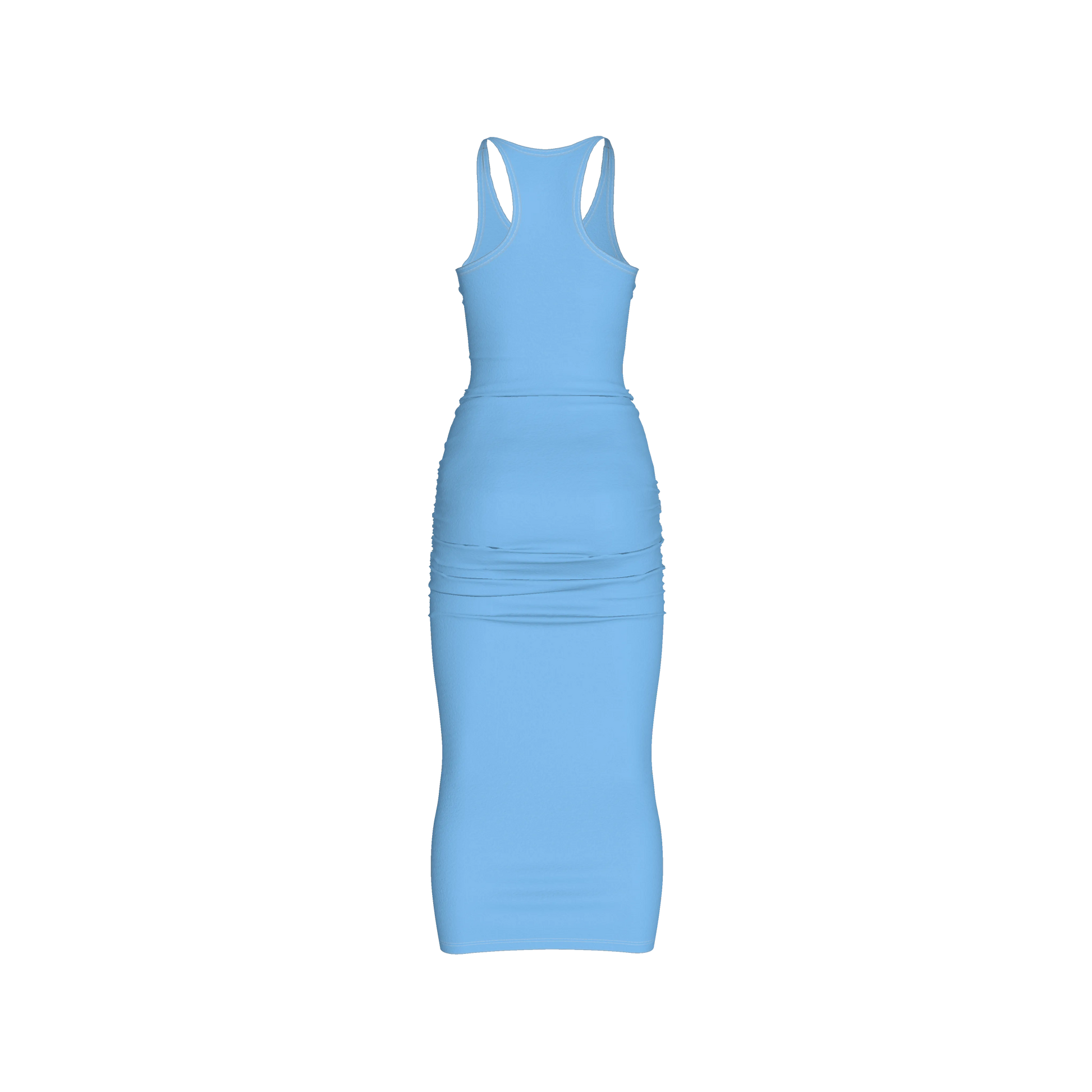 Racerback Shirred Tank Dress in Cotton-Spandex Jersey