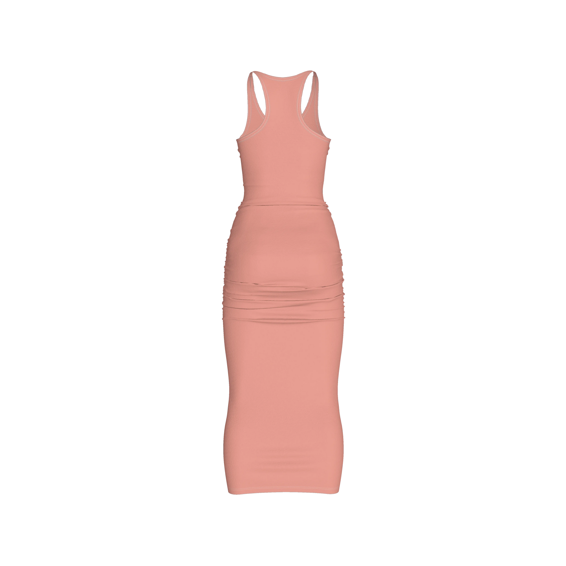 Racerback Shirred Tank Dress in Cotton-Spandex Jersey