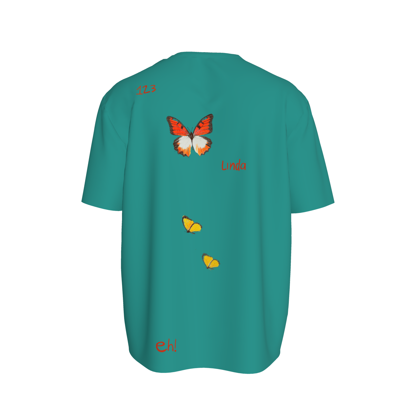Boxy Unisex Tshirt - mariposita tshirt turquesa in Organic Cotton Ponte