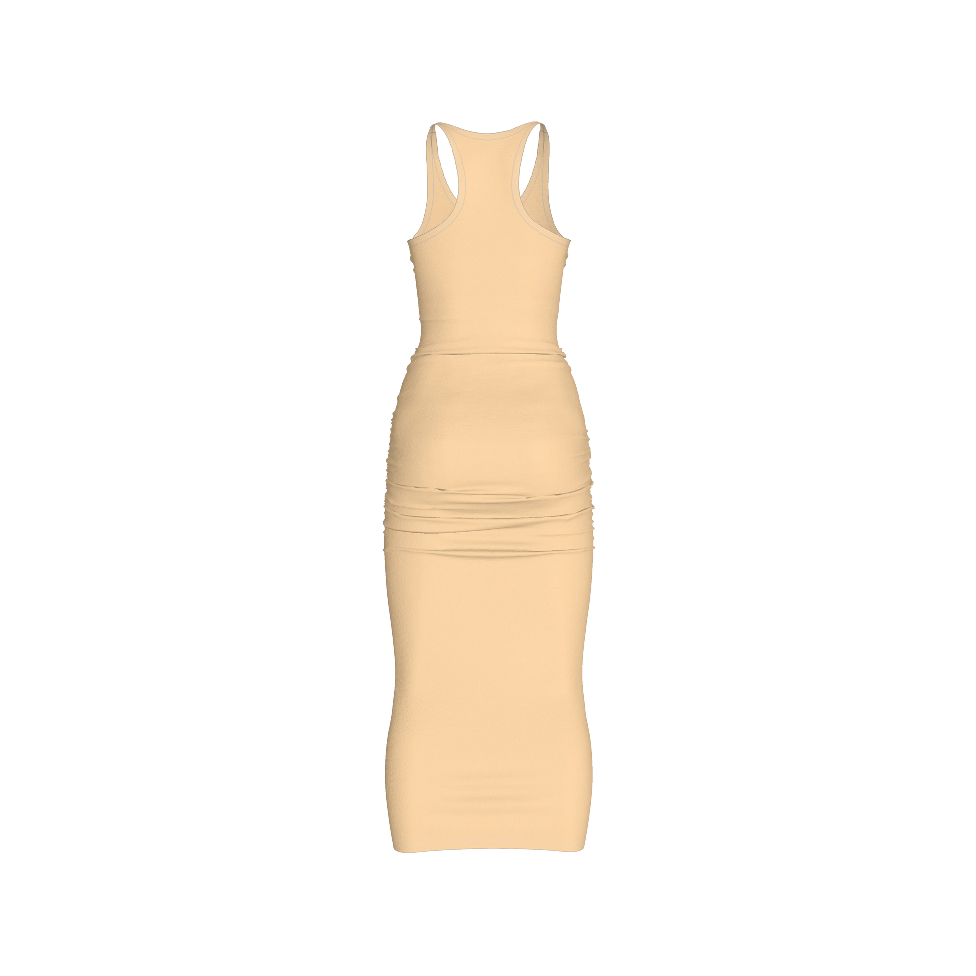 Racerback Shirred Tank Dress in Cotton-Spandex Jersey