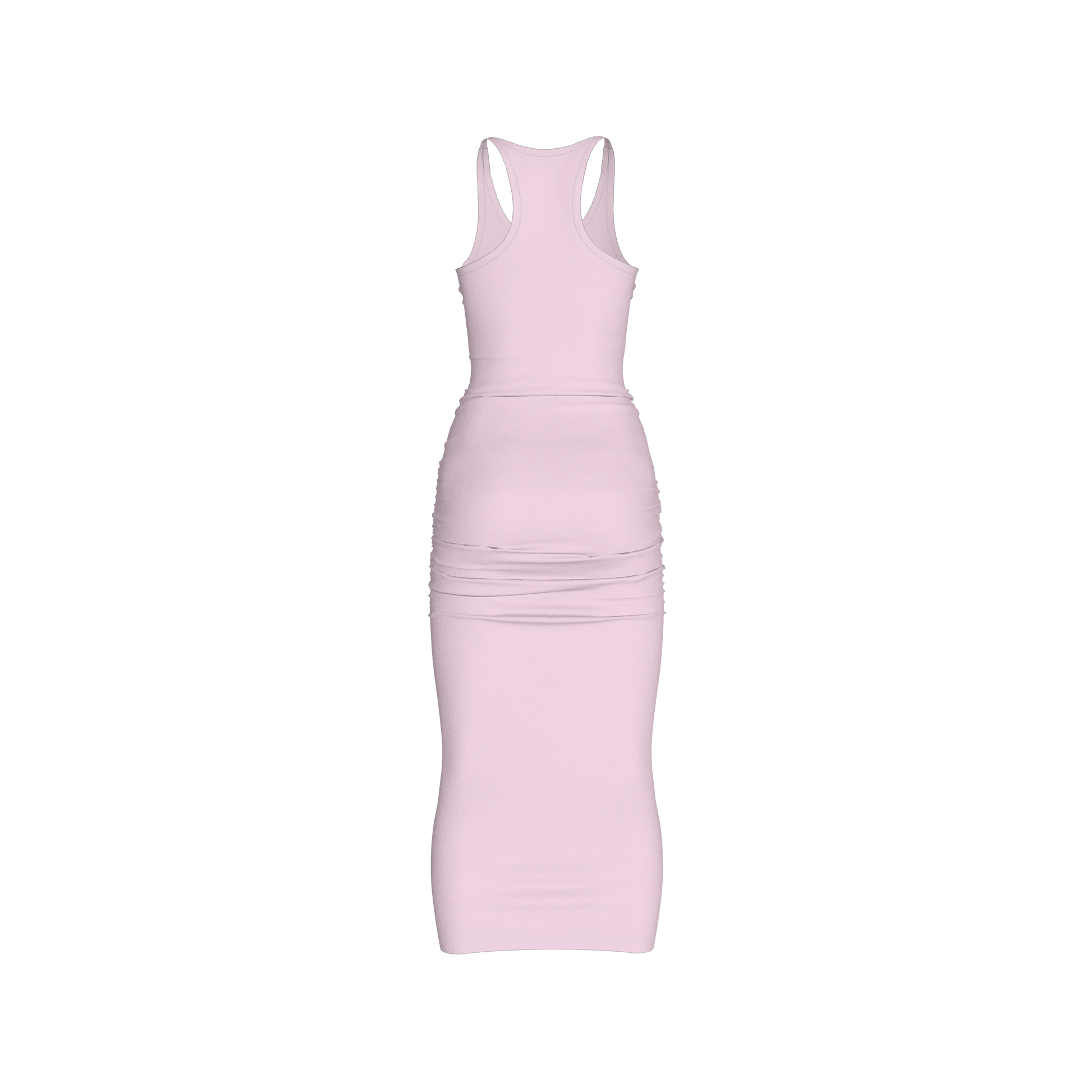 Racerback Shirred Tank Dress in Cotton-Spandex Jersey