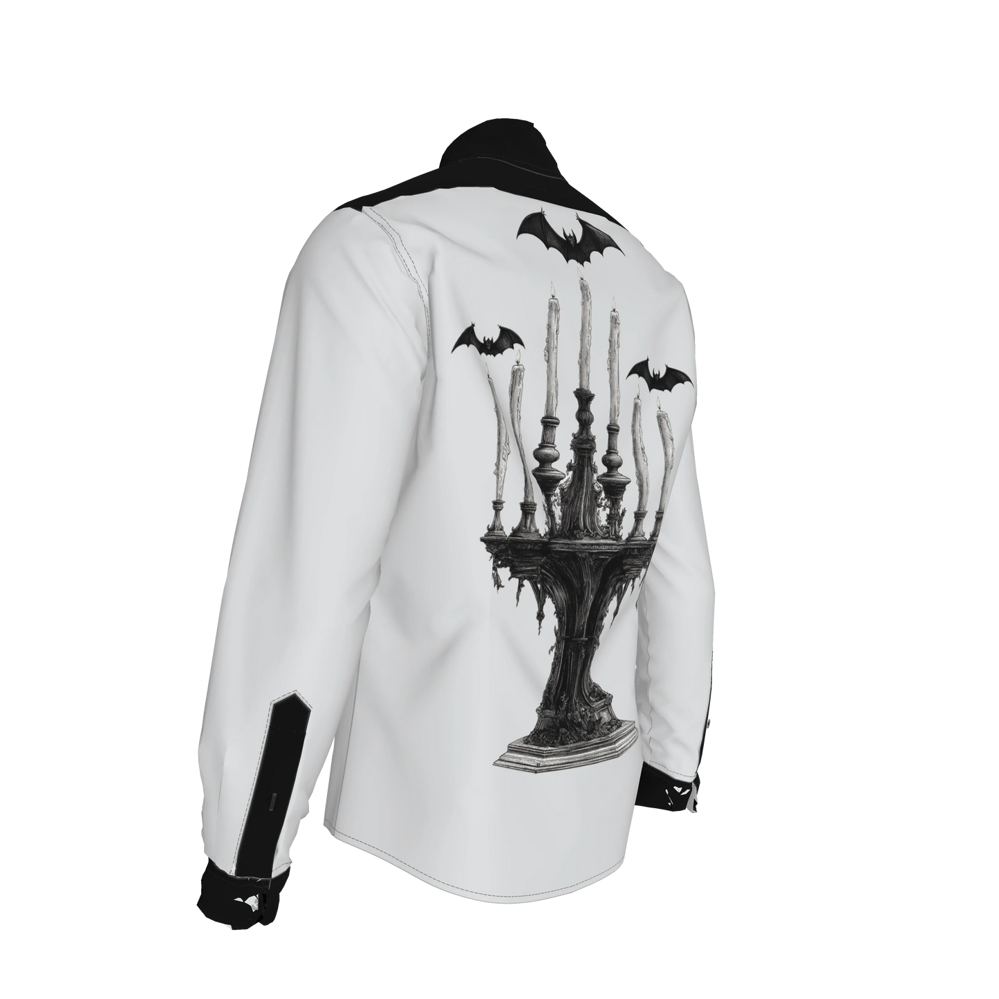 Gothic Candle Shirt with Flying Bats