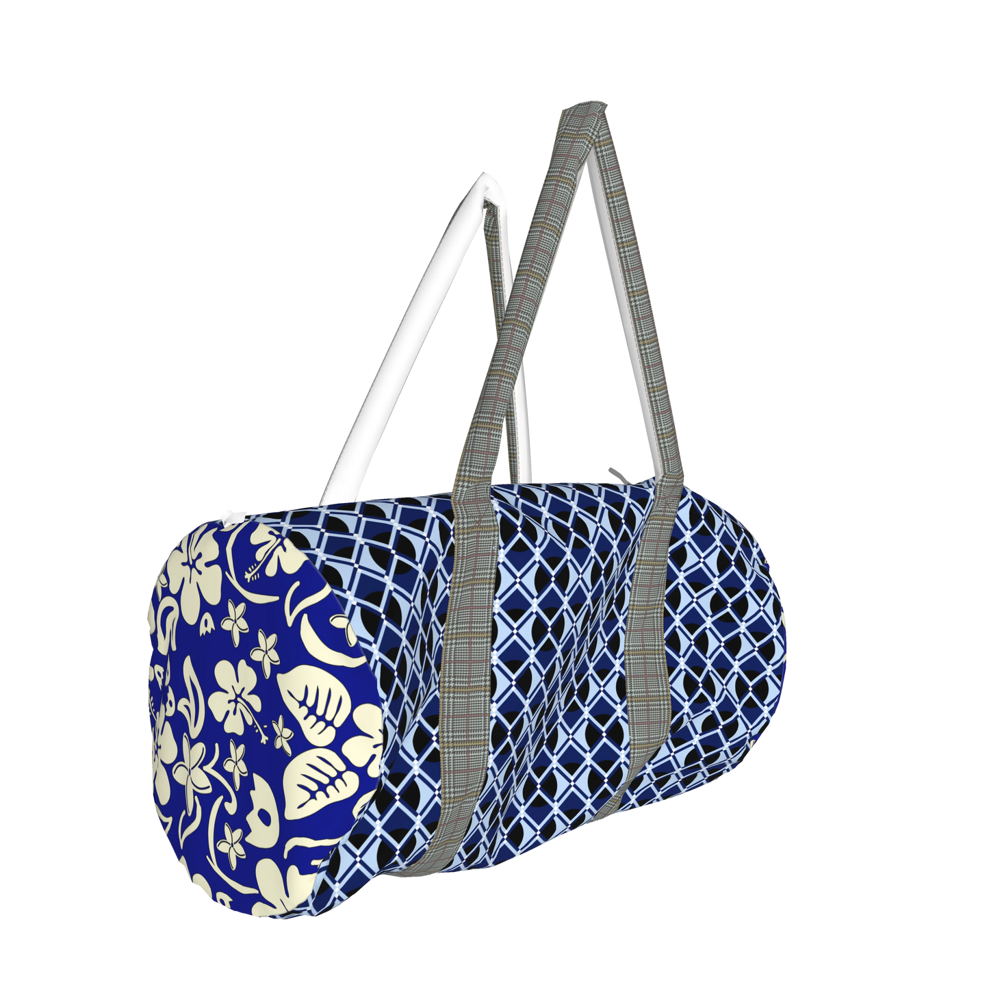 19" Duffel Bag in Digital Indigo Grid/Floral Print