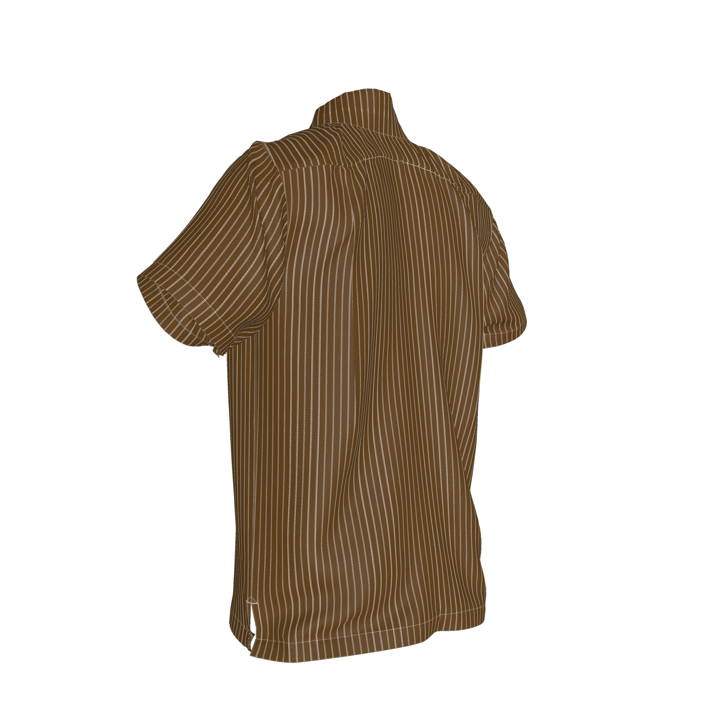 Brown Trim with White Pinstripe Short Sleeve Men’s Shirt with Collar