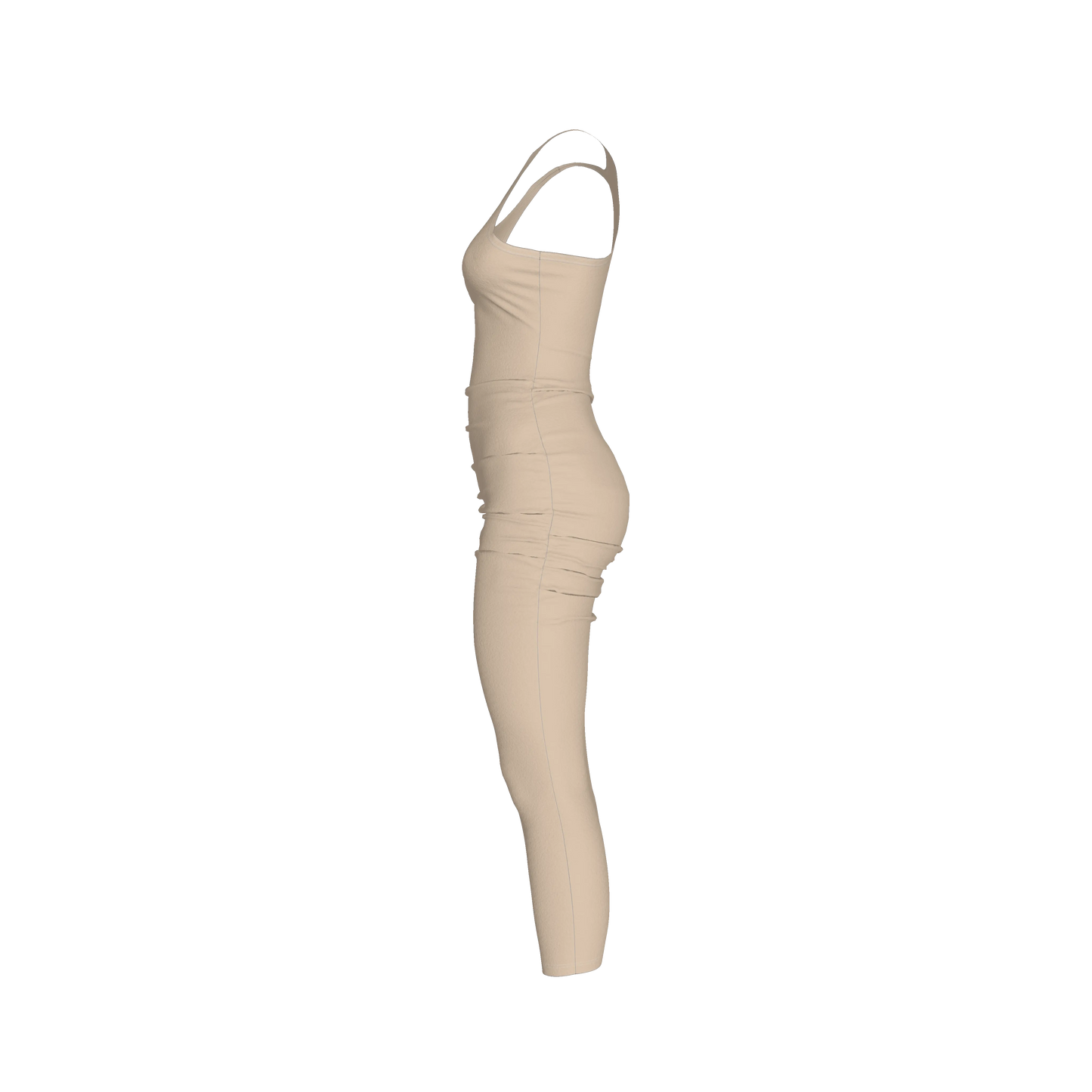 Racerback Shirred Tank Dress in Cotton-Spandex Jersey