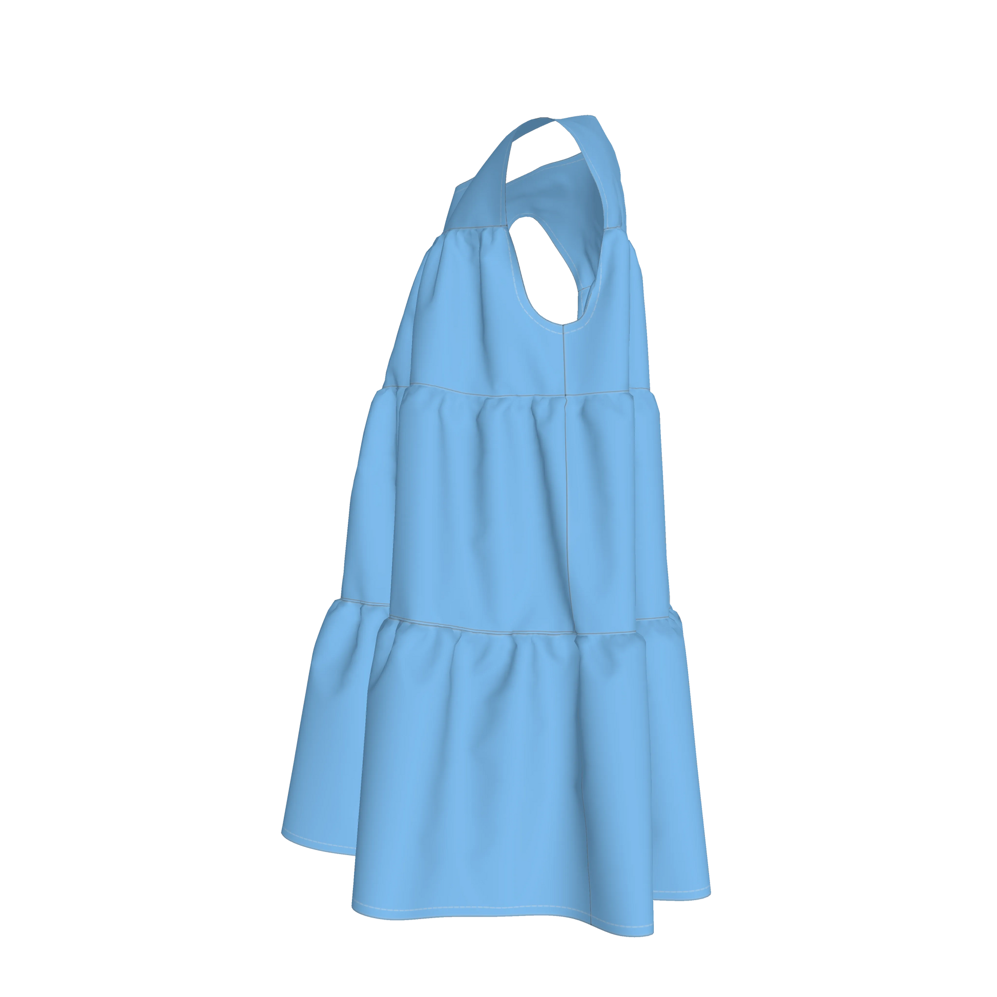 Ruffle Dress without Lining in Pima Cotton Poplin
