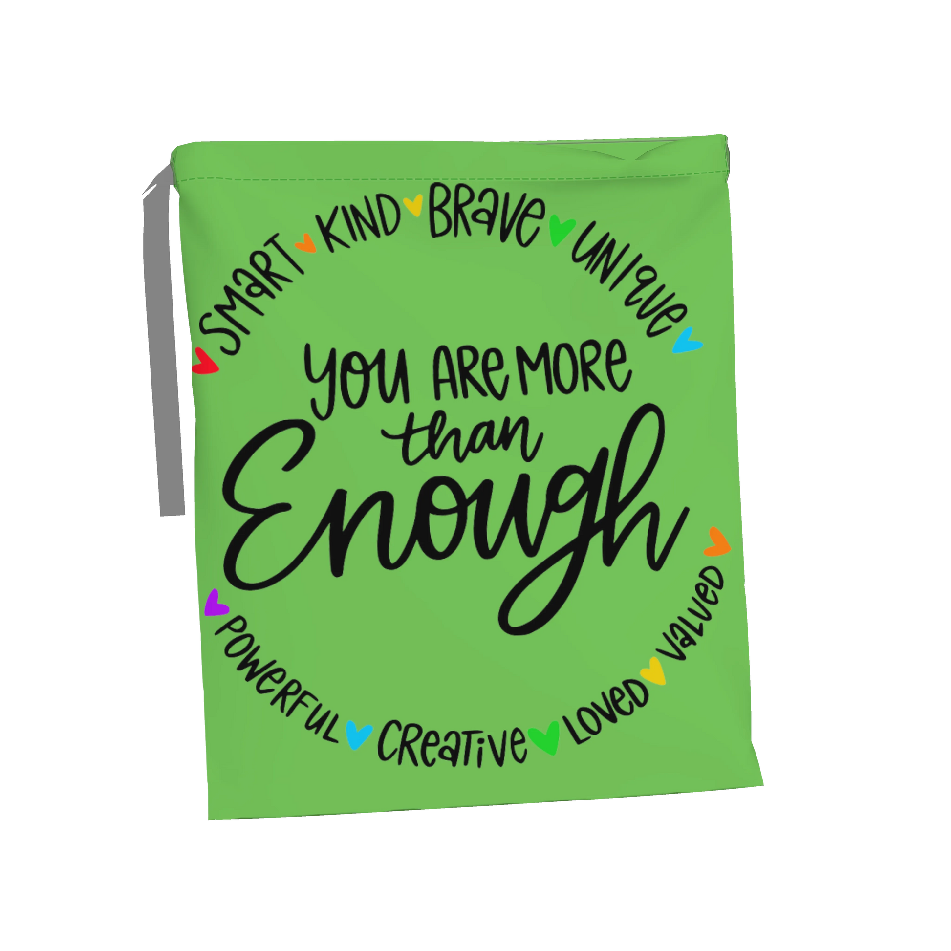 Drawstring Bag in Pima Cotton Poplin – 'You Are More Than Enough'