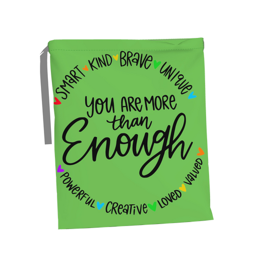 Drawstring Bag in Pima Cotton Poplin – 'You Are More Than Enough'
