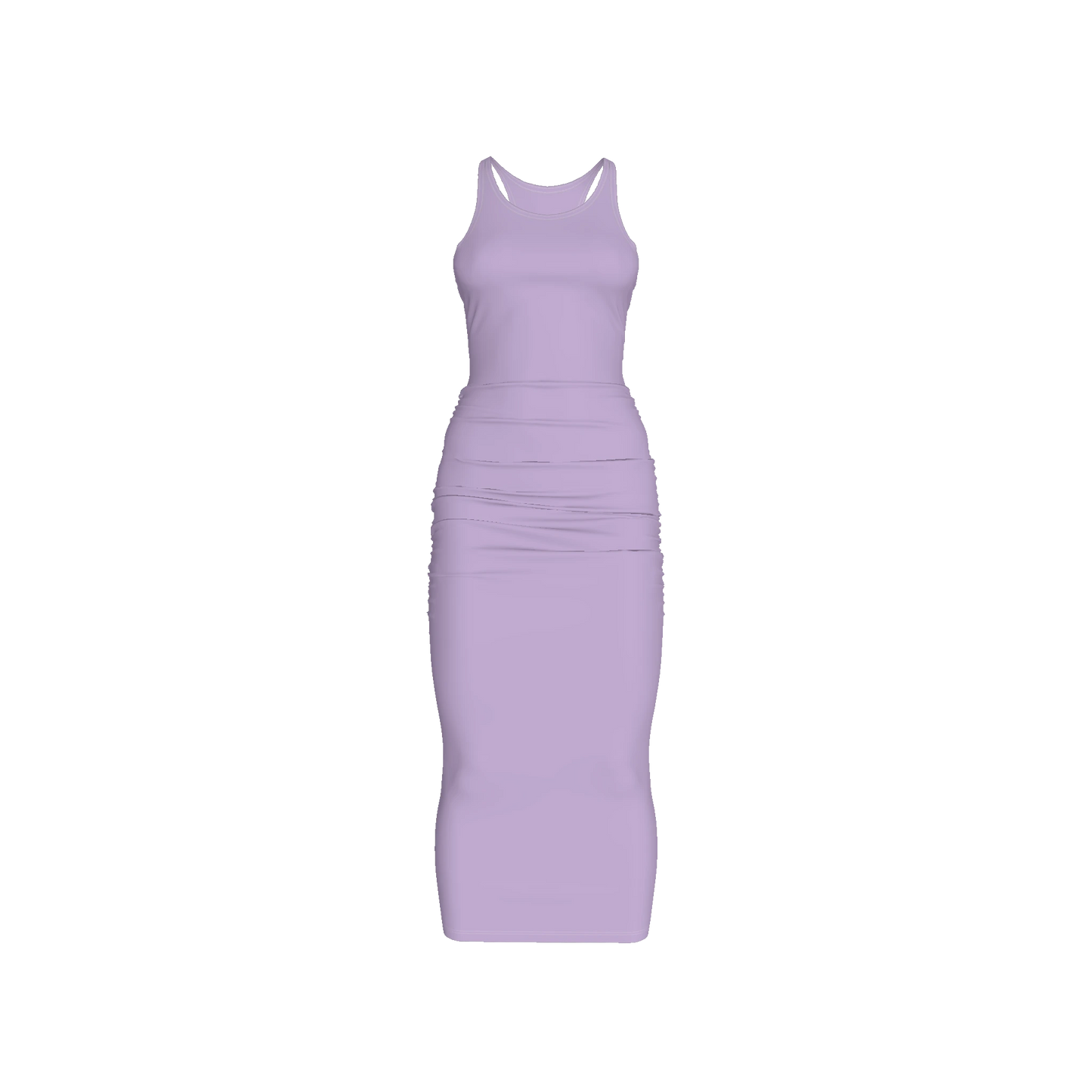Racerback Shirred Tank Dress in Cotton-Spandex Jersey