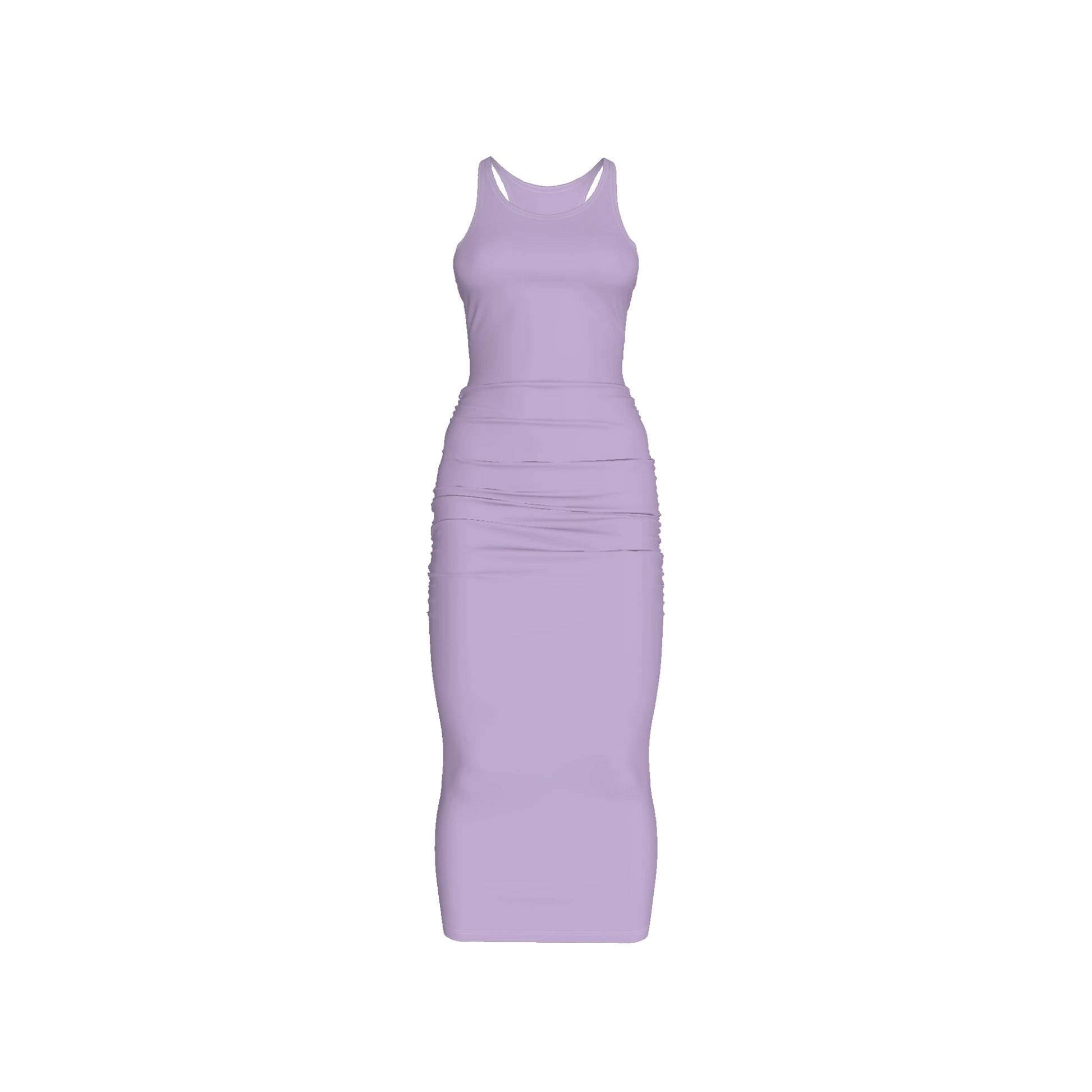 Racerback Shirred Tank Dress in Cotton-Spandex Jersey