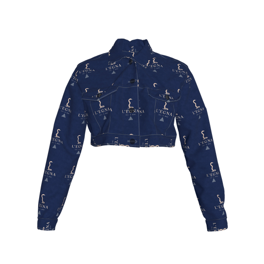 L'EGNA RISING BLUEBLOOD Cropped Jean Jacket (ALL-OVER PRINT)