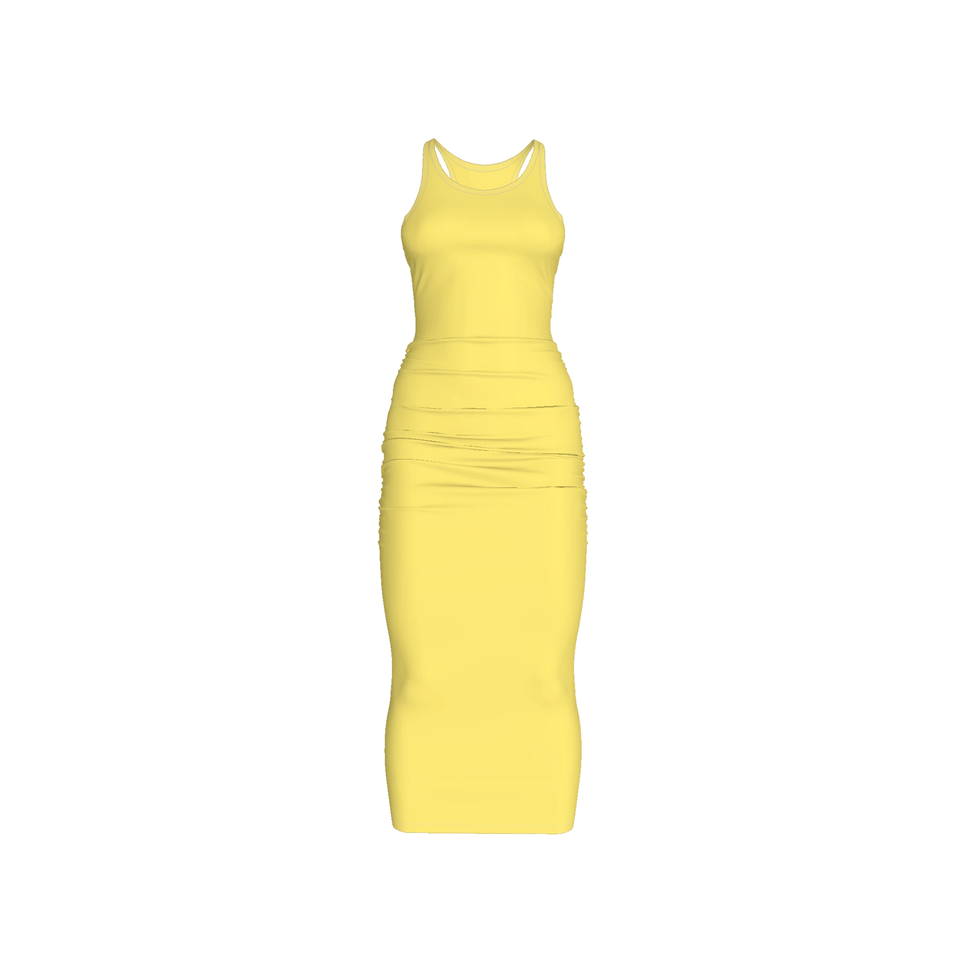 Racerback Shirred Tank Dress in Cotton-Spandex Jersey